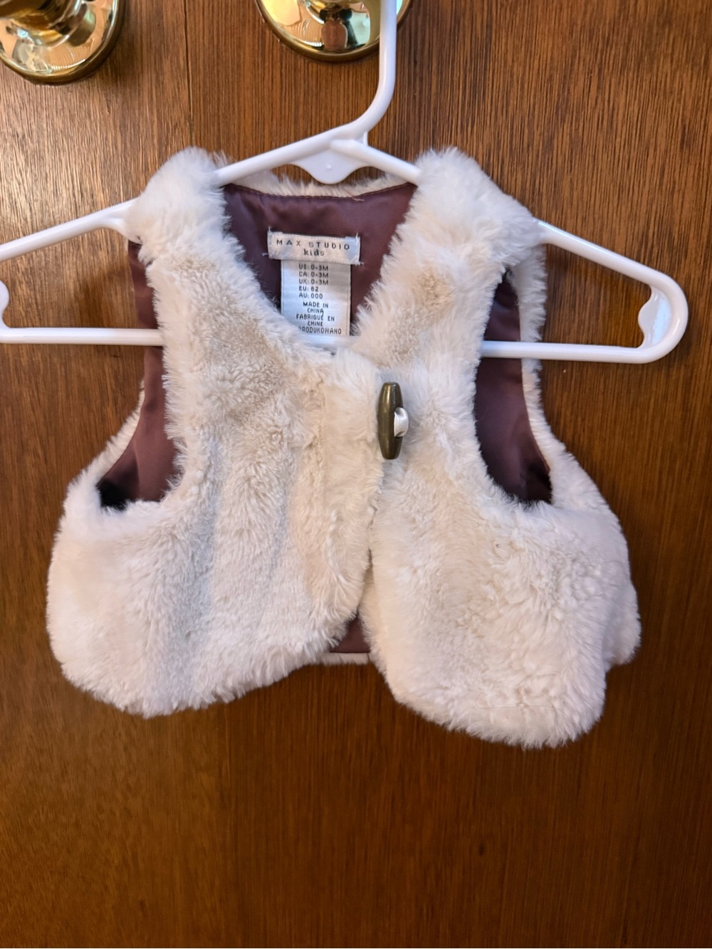 Max Studio Cream Faux Fur Vest